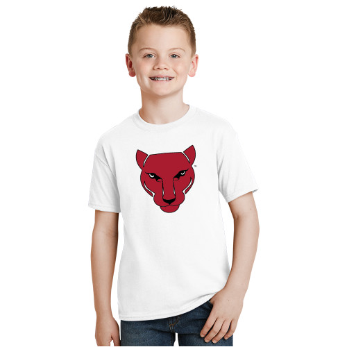 Youth White T Shirt-Wild Cat Head