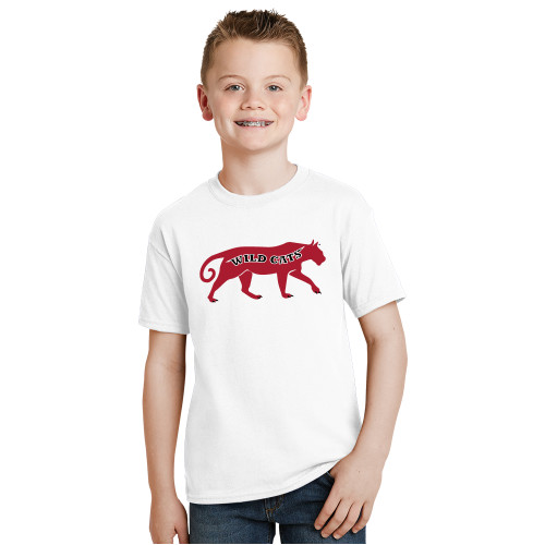 Youth White T Shirt-Wild Cat Body