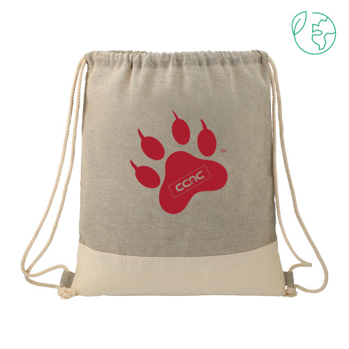 Split Recycled Cotton Grey/Natural Drawstring Bag-Paw Print