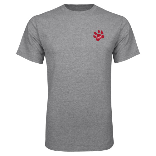 Grey T Shirt-Paw Print Embroidery