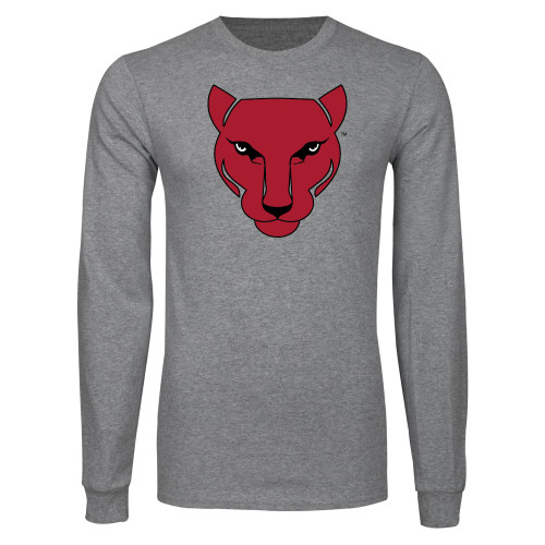 Grey Long Sleeve T Shirt-Wild Cat Head