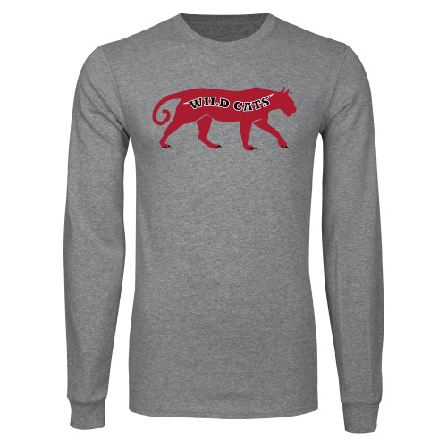 Grey Long Sleeve T Shirt-Wild Cat Body