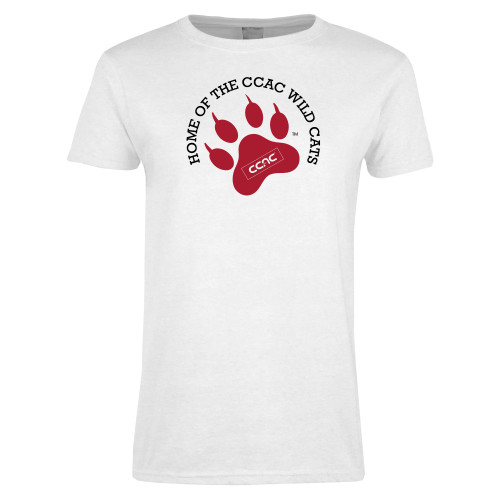 Womens White Short Sleeve Tee-Home of Paw
