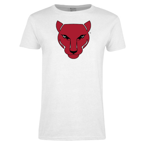 Womens White Short Sleeve Tee-Wild Cat Head
