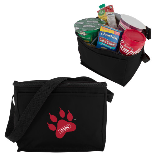 Six Pack Black Cooler-Paw Print Embroidery