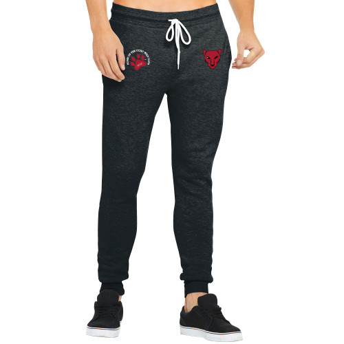 Bella Canvas Charcoal Heather Joggers-Wild Cat Head Embroidery