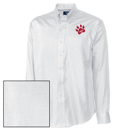 Cutter & Buck Nailshead Long Sleeve Button Down White-Paw Print Embroidery