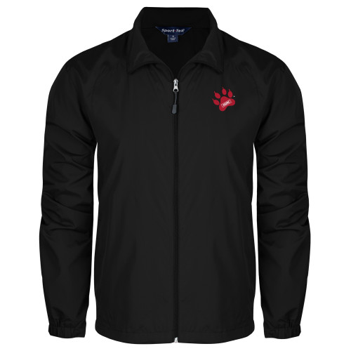 Black Full Zip Wind Jacket-Paw Print Embroidery