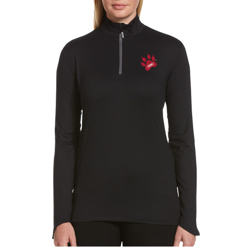 Callaway Womens Black 1/4 Zip Pullover-Paw Print Embroidery
