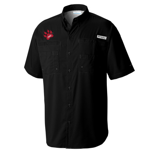 Columbia Black Tamiami Performance Short Sleeve Shirt-Paw Print Embroidery