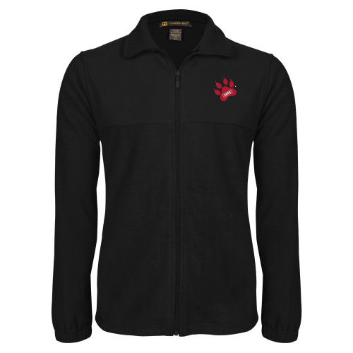 Black Fleece Full Zip Jacket-Paw Print Embroidery