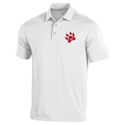 Under Armour White T2 Performance Polo-Paw Print Embroidery
