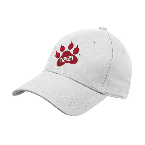 White Structured Adjustable Pro Style Hat-Paw Print Embroidery