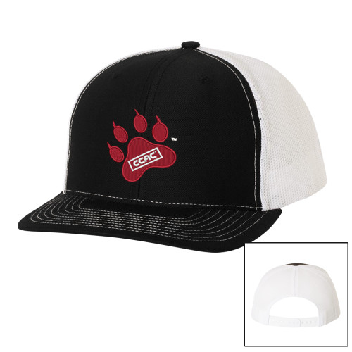 Richardson Black/White Trucker Hat-Paw Print Embroidery