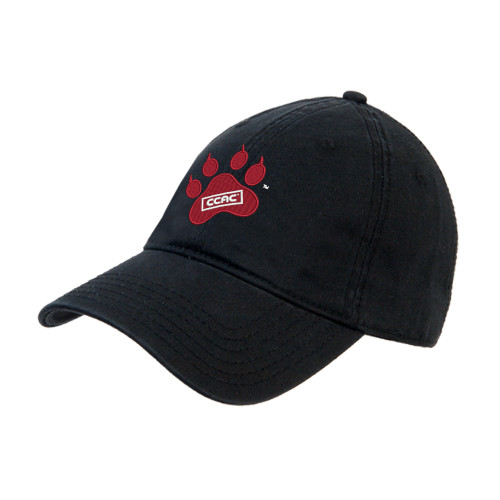 Black Unstructured Adjustable Low Profile Hat-Paw Print Embroidery
