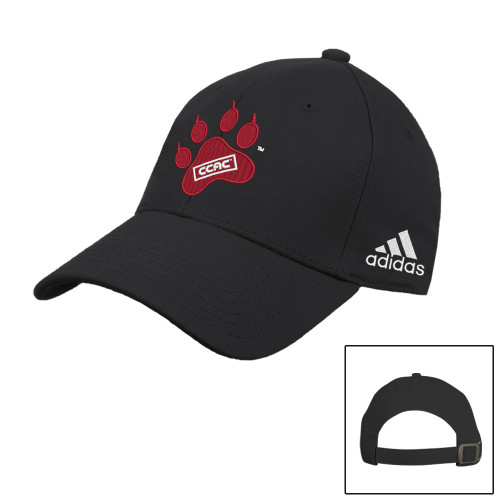 Adidas Black Adjustable Washed Slouch-Paw Print Embroidery