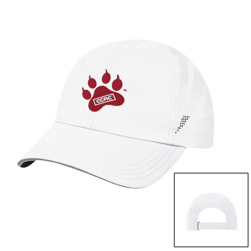 White Performance Cap-Paw Print Embroidery
