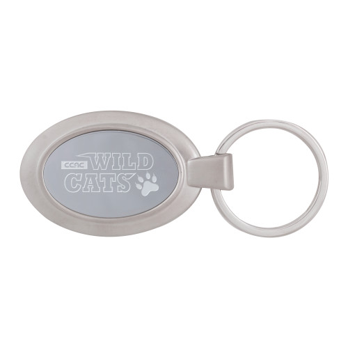 Dual Tone Mirrored Oval Key Holder-Stacked Wordmark Engraved