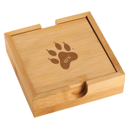 Bamboo Coaster Set-Paw Print Engraved