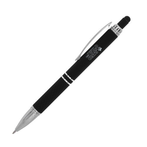 Quilted Black Stylus Pen-Stacked Wordmark Engraved
