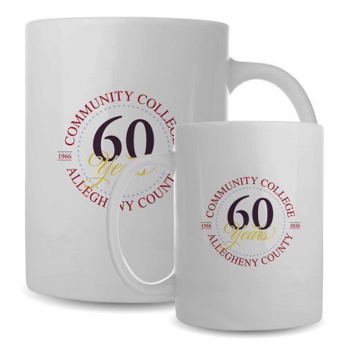  Full Color White Mug 15oz - CCAC 60th Anniversary with Script Font