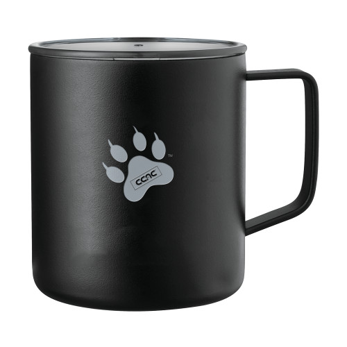 Rover Camp Vacuum Insulated Black Mug 14oz-Paw Print Engraved