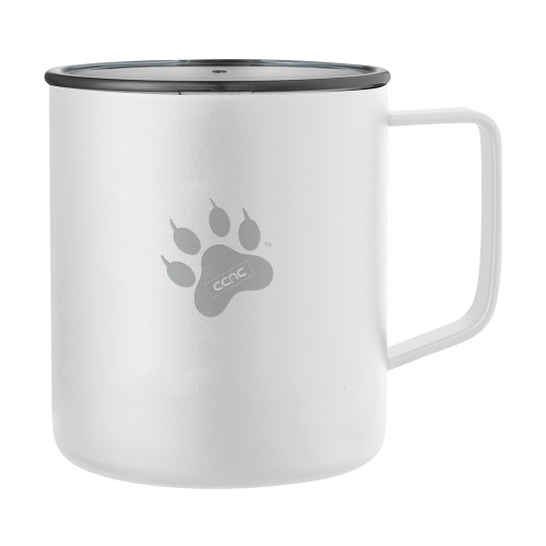 Rover Camp Vacuum Insulated White Mug 14oz-Paw Print Engraved