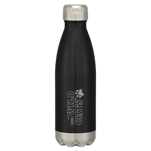Swig Stainless Steel Black Bottle 16oz-Stacked Wordmark Engraved