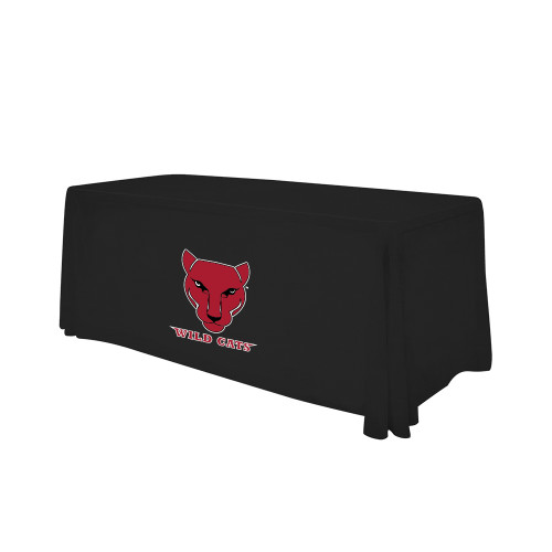Black 6 foot Table Throw-Wild Cat Head with Wordmark Embroidery