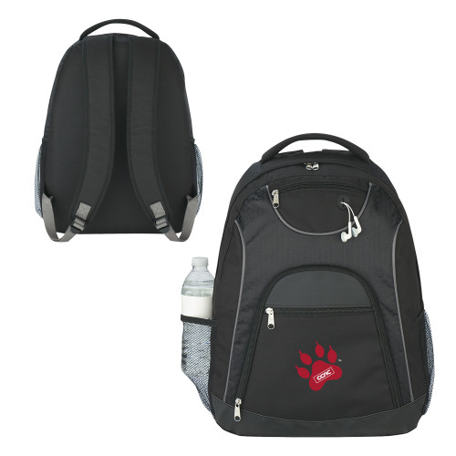 The Ultimate Black Computer Backpack-Paw Print Embroidery