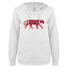 Thumbnail image for  ENZA Womens White V Notch Raw Edge Fleece Hoodie