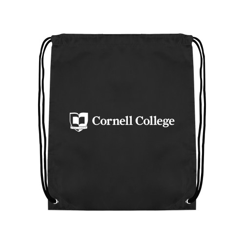  Black Drawstring Backpack - Cornell College Logo