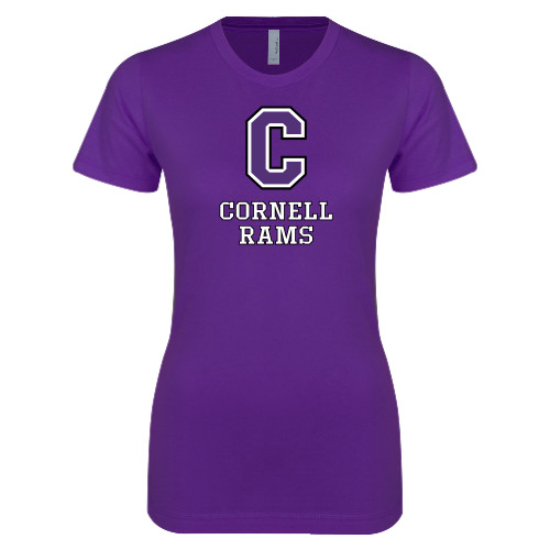  Next Level Womens Purple Boyfriend Tee - Cornell Rams Stacked