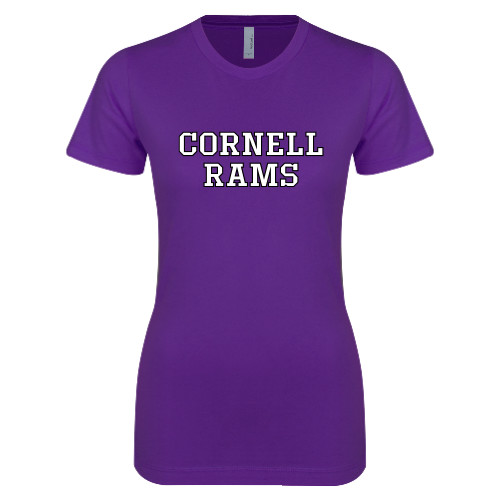 Next Level Womens Purple Boyfriend Tee - Cornell Rams Wordmark Stacked
