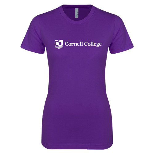  Next Level Womens Purple Boyfriend Tee - Cornell College Logo