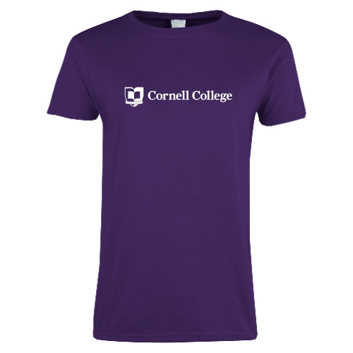  Womens Purple Short Sleeve Tee - Cornell College Logo