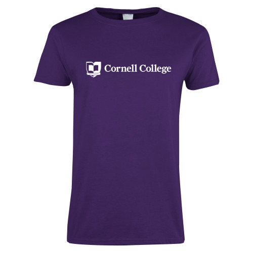  Womens Purple Short Sleeve Tee - Cornell College Logo