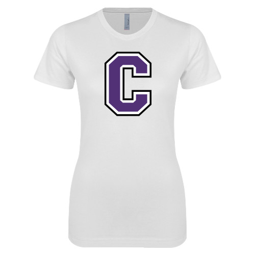  Next Level Womens White Boyfriend Tee - Cornell C