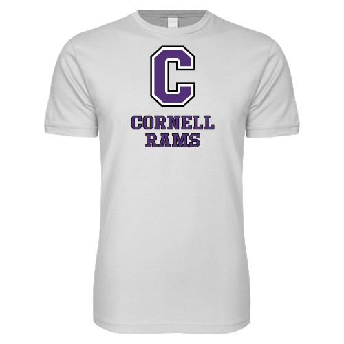  Next Level White SoftStyle T Shirt - Cornell Rams Stacked
