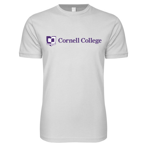  Next Level White SoftStyle T Shirt - Cornell College Logo