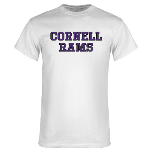  White T Shirt - Cornell Rams Wordmark Stacked