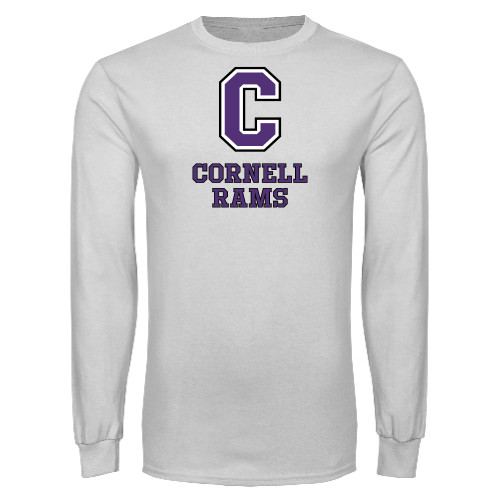  White Long Sleeve T Shirt - Cornell Rams Stacked