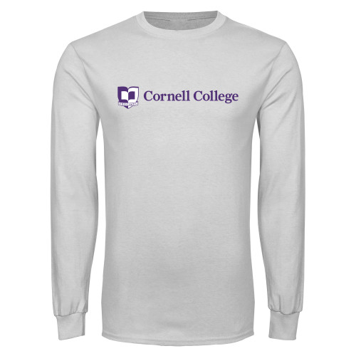  White Long Sleeve T Shirt - Cornell College Logo