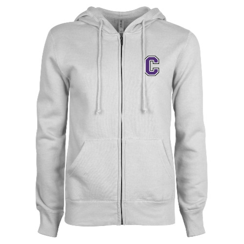  ENZA Womens White Fleece Full Zip Hoodie - Cornell C