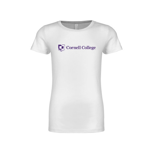  Next Level Girls White Fashion Fit T Shirt - Cornell College Logo