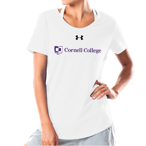  Under Armour Womens White Charged Cotton Tee - Cornell College Logo