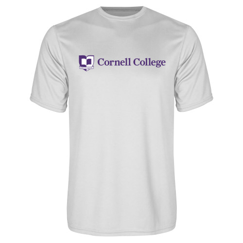  White Performance Tee - Cornell College Logo