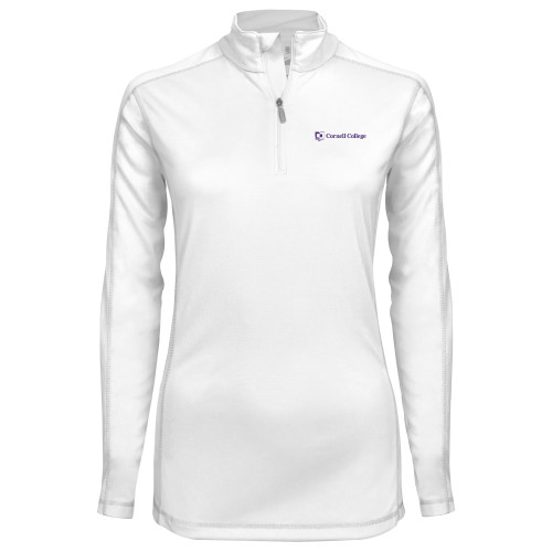  Syntrel Womens White Interlock 1/4 Zip - Cornell College Logo