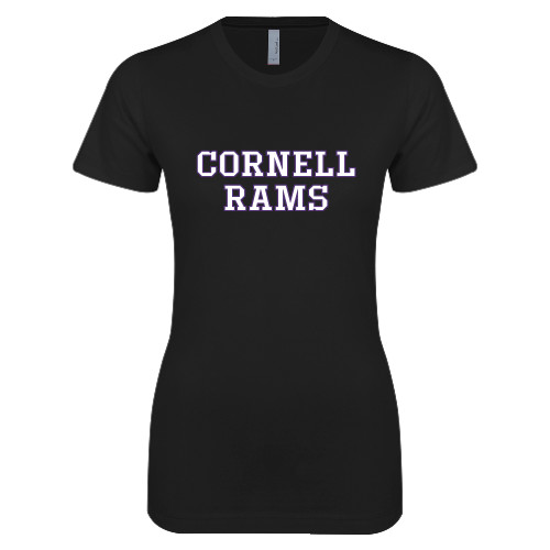  Next Level Womens Black Boyfriend Tee - Cornell Rams Wordmark Stacked