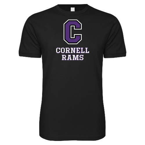  Next Level Black SoftStyle T Shirt - Cornell Rams Stacked